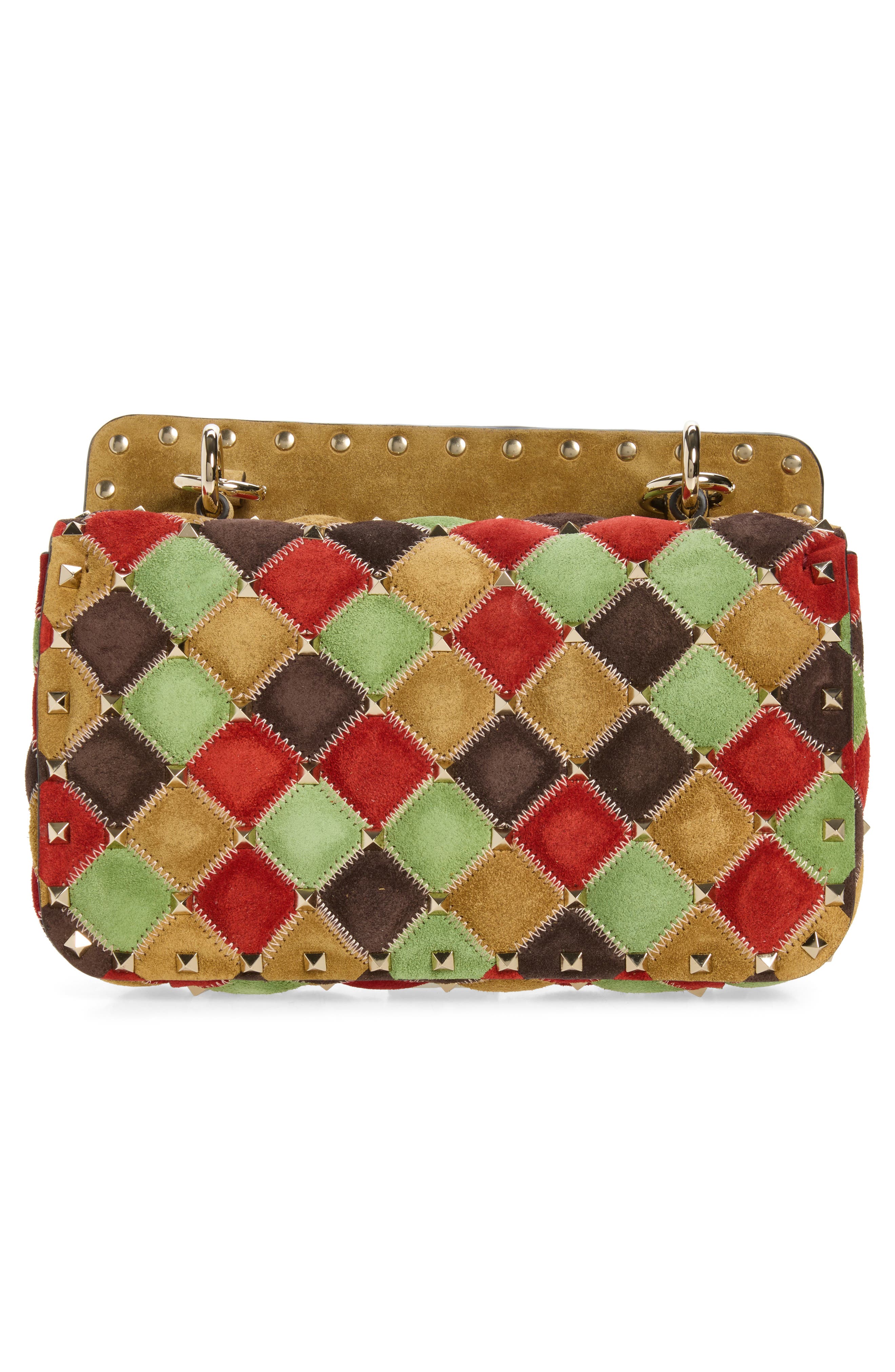 Rockstud Small Leather Shoulder Bag, Alternate, color, BROWN MULTI