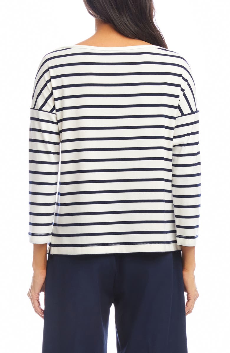 Karen Kane Stripe Boat Neck Top, Alternate, color, Cream/ Navy
