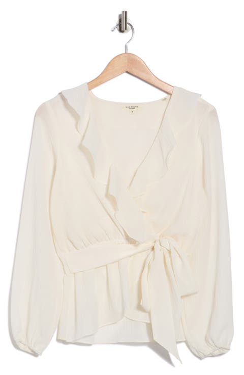 Ruffle Long Sleeve Faux Wrap Top