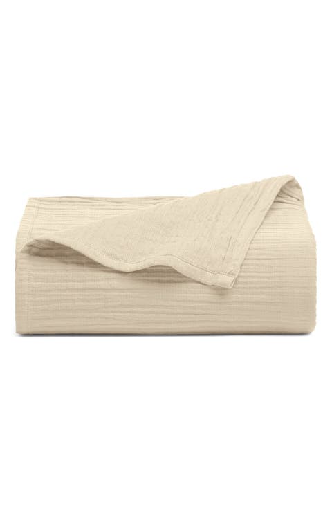 Dune Crinkled Cotton Gauze Flat Sheet