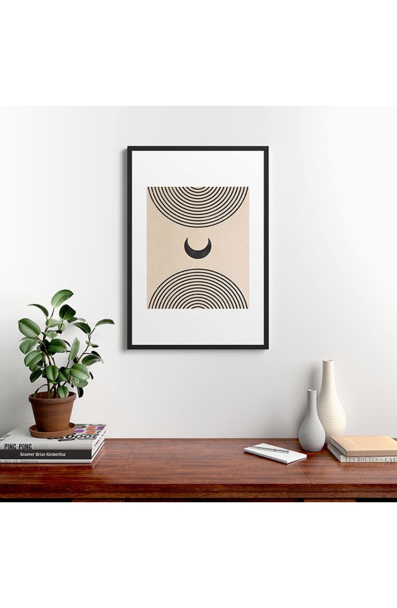Deny Designs 'Moon On Mountain' by Emanuela Carratoni Framed Wall Art, Alternate, color, Black-White