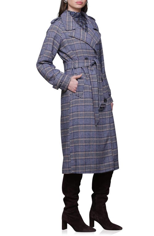 Avec Les Filles Plaid Herringbone Double Breasted Trench Coat