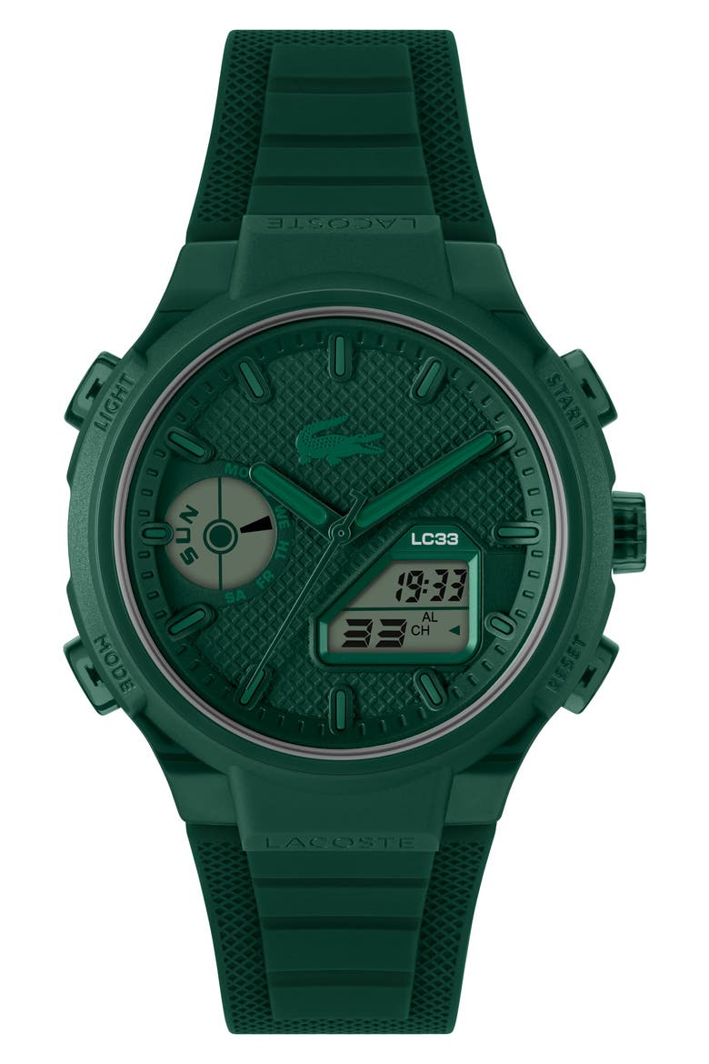 LC33 Silicone Strap Watch, 45mm, Main, color, GREEN