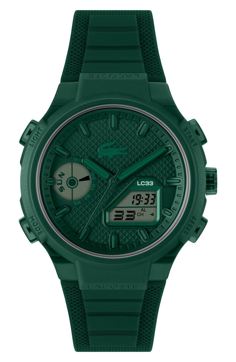 Lacoste LC33 Silicone Strap Watch, 45mm, Main, color, Green