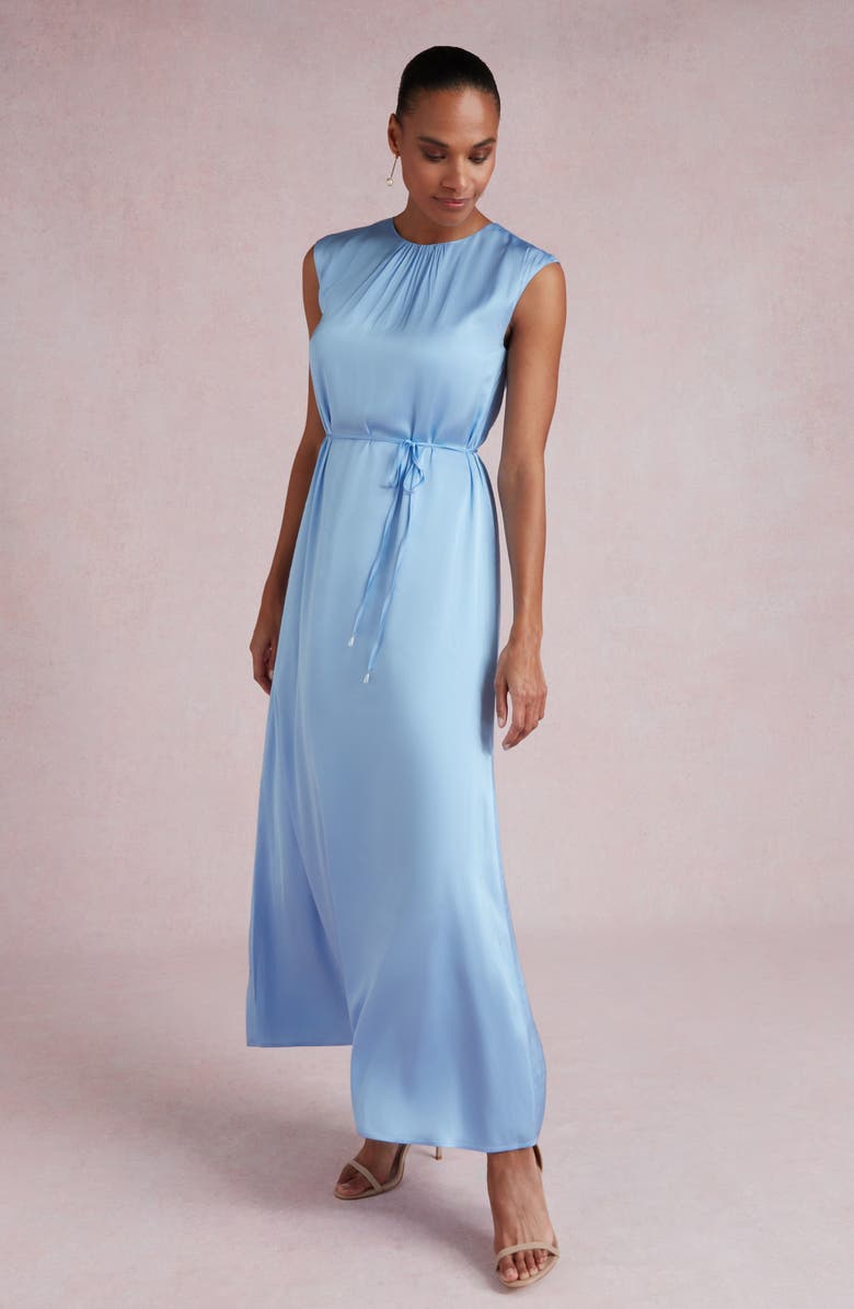 Ted Baker Parker Gathered Neck Maxi Dress, Alternate, color, Sky