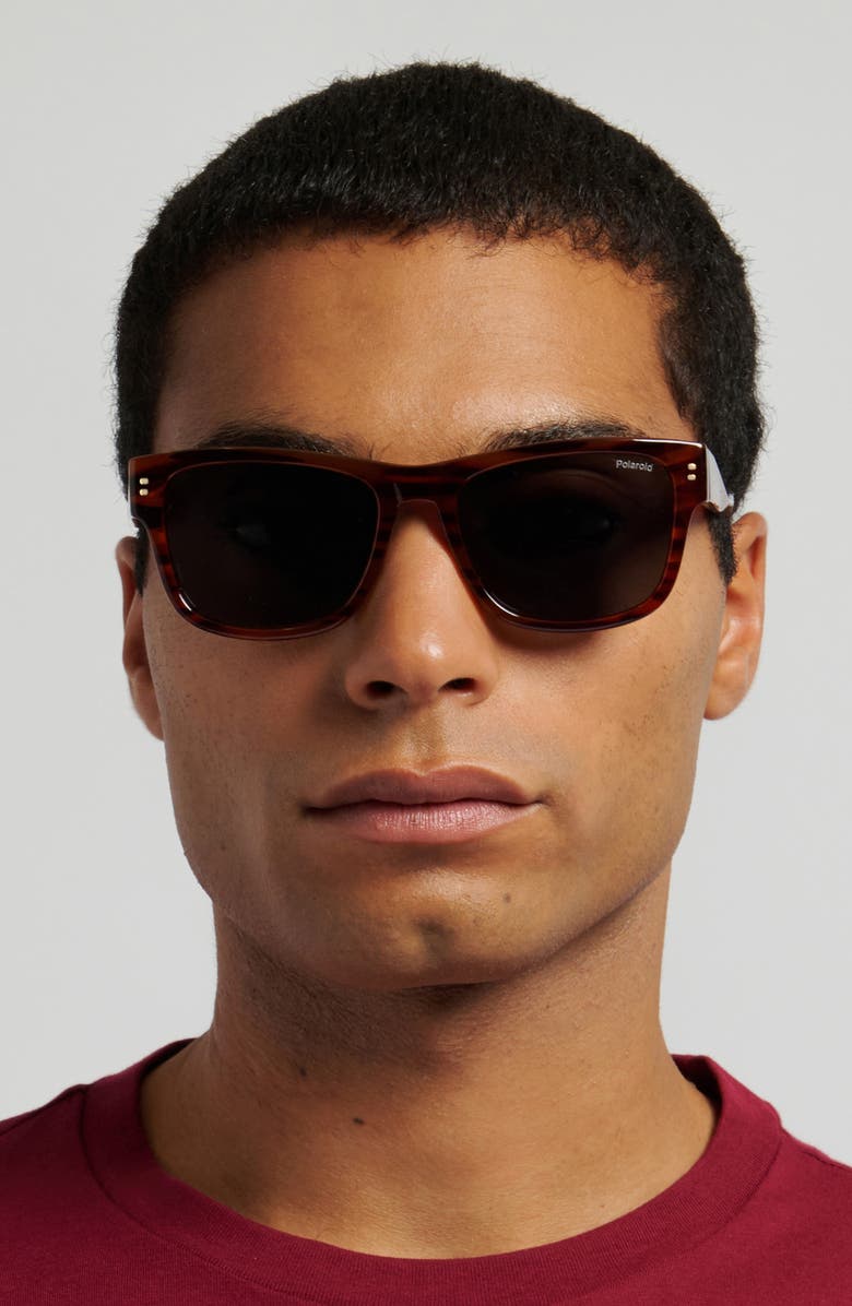 Polaroid 55mm Polarized Square Sunglasses, Alternate, color, Havana Orange/ Grey Pz