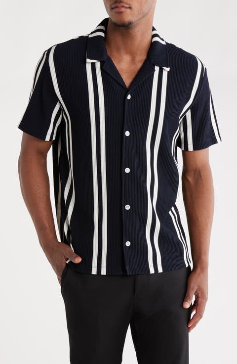 Stripe Short Sleeve Button-Up Shirt