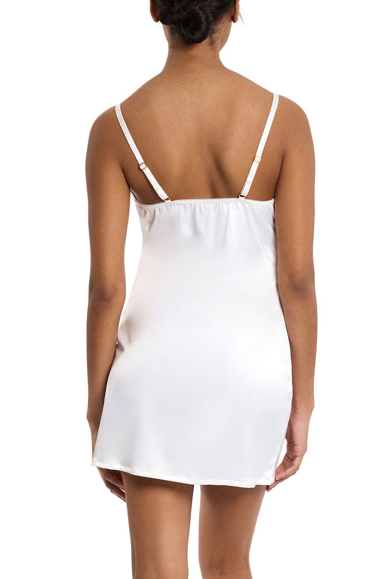 I Do Lace Trim Satin Chemise, Alternate, color, LIGHT IVORY
