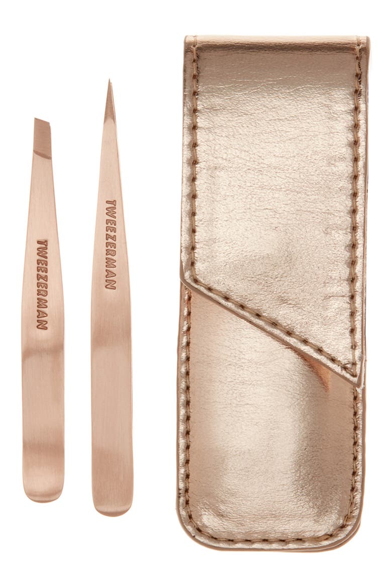 Rose Gold Petite Tweezer Set, Main, color, ROSE GOLD