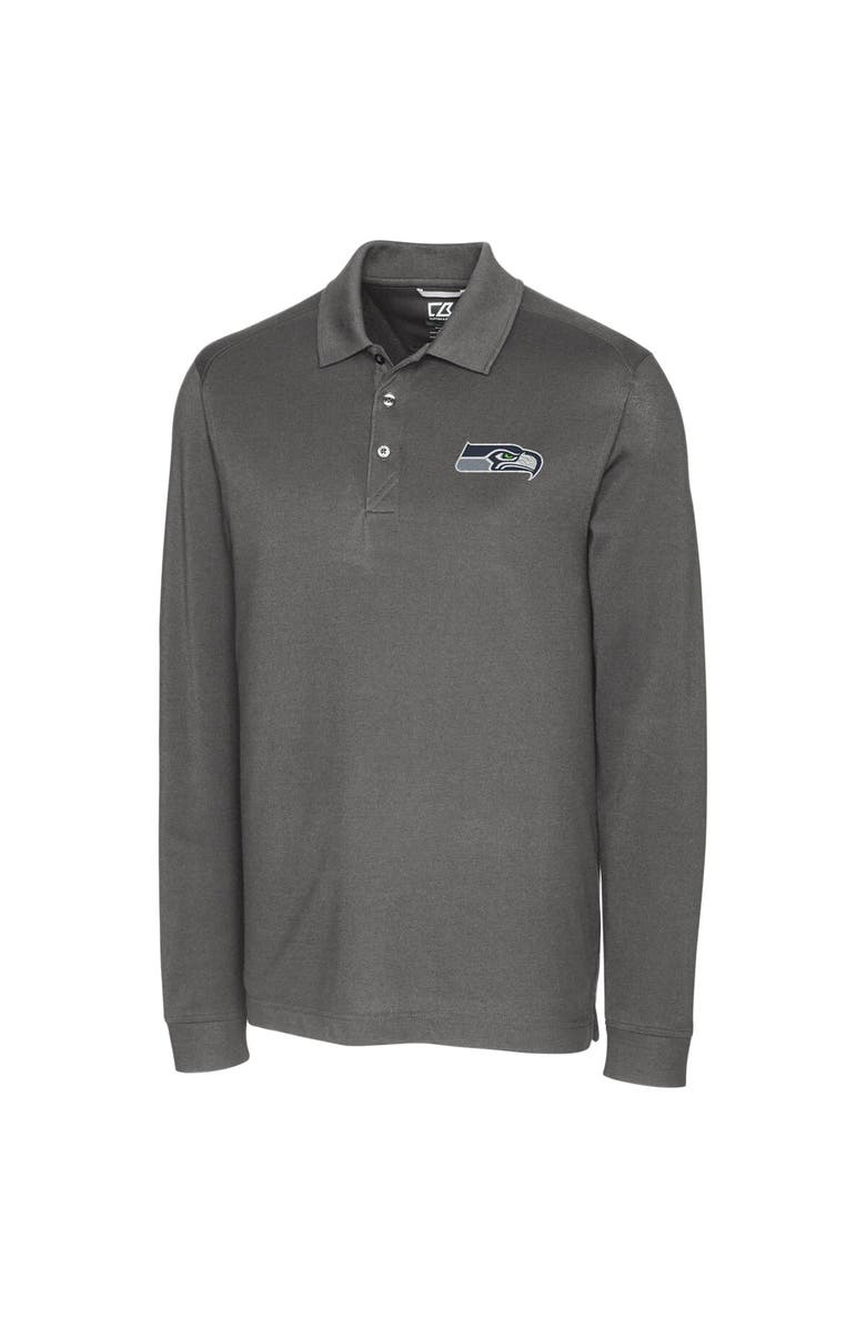 Cutter & Buck Men's Cutter & Buck Gray Seattle Seahawks Big & Tall Advantage Long Sleeve Polo, Main, color,