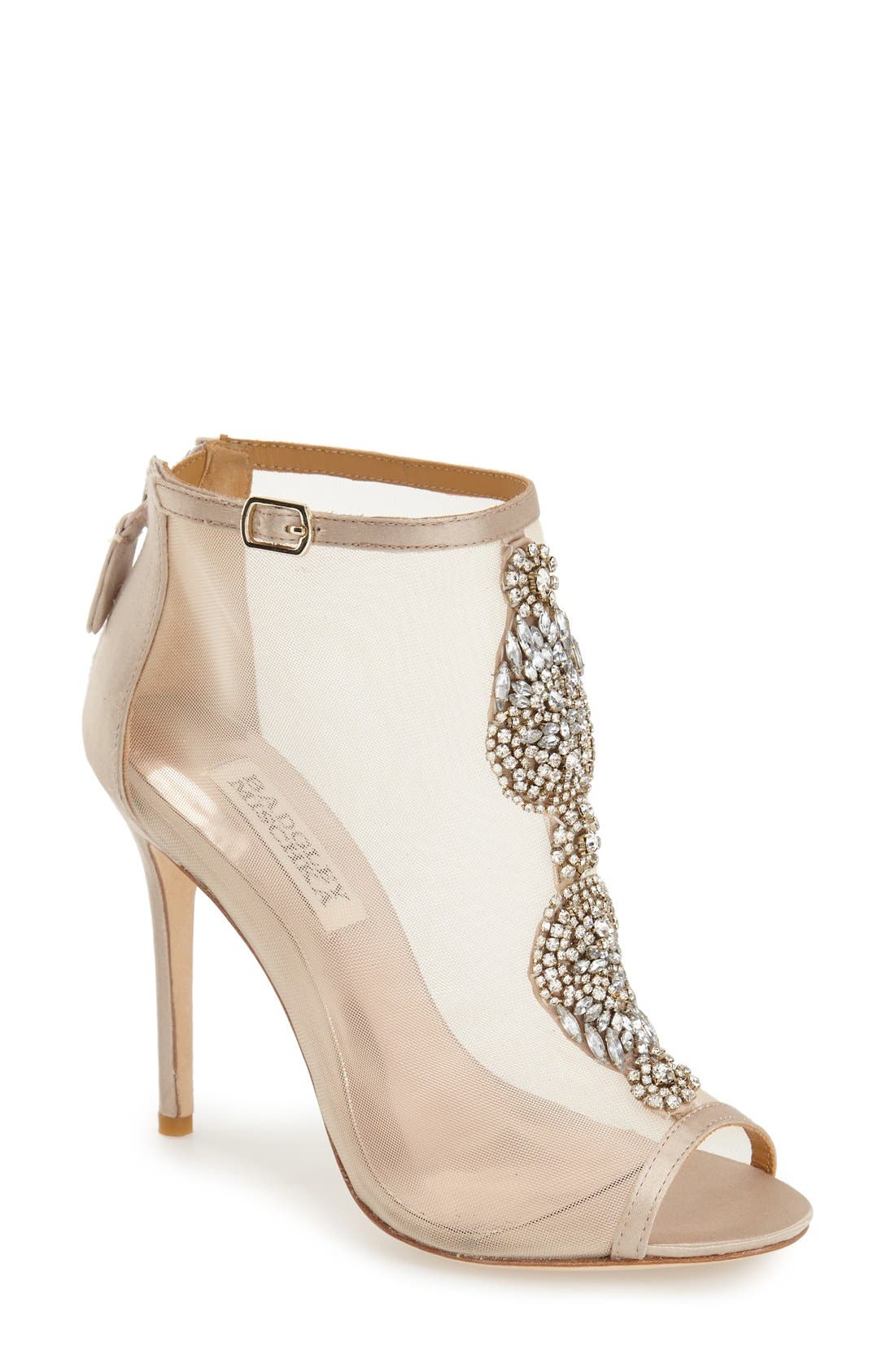 Badgley Mischka 'Rana' Mesh Open Toe Bootie, Main, color, NUDE