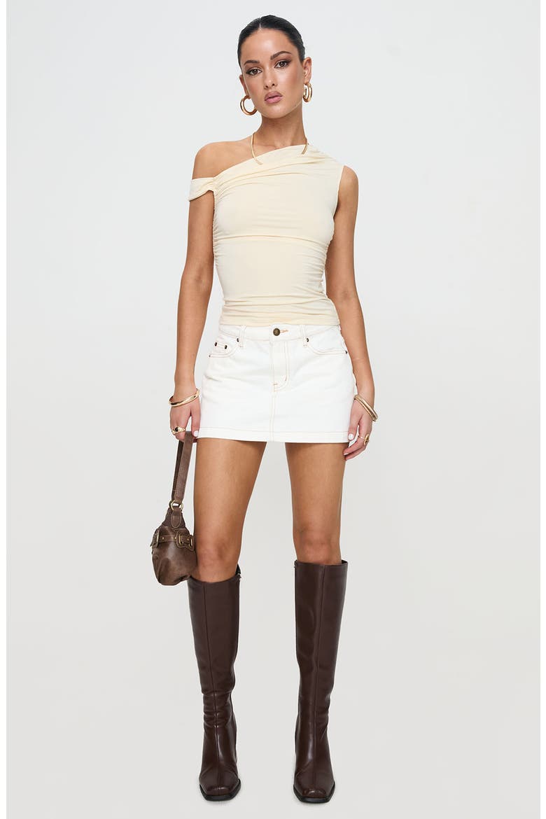 Nicolina Low Rise Denim Miniskirt, Alternate, color, ECRU