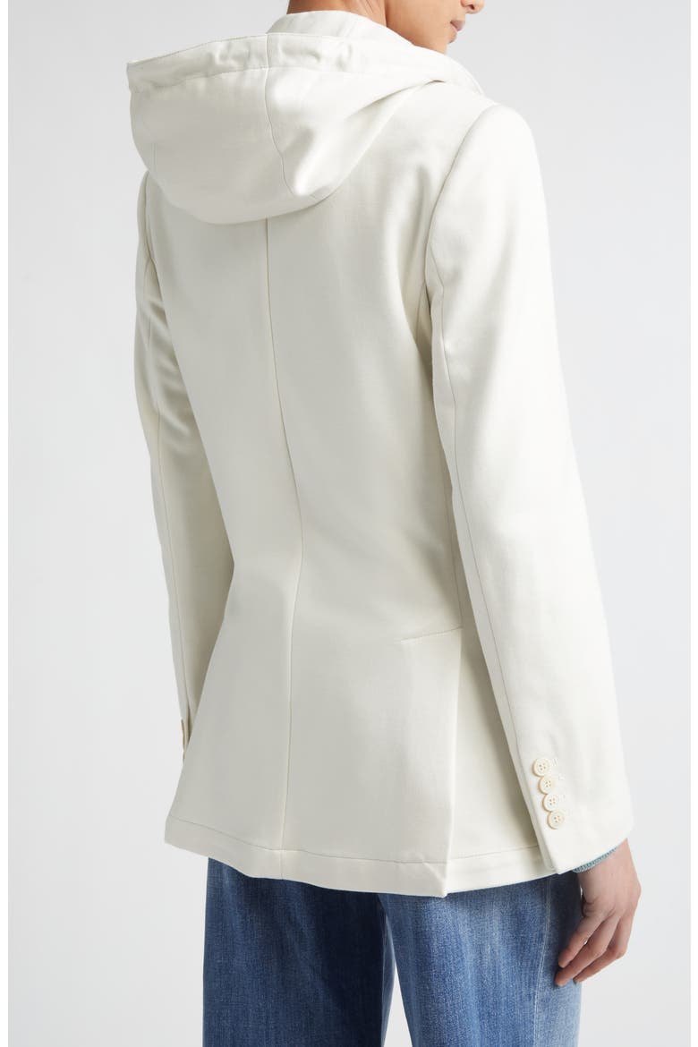 Cotton Blend Knit Jacket with Hoodie Bib Inset, Alternate, color, 00 IVORY