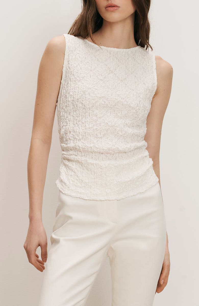 Veronica Beard Selah Ruched Lace Tank, Main, color, Dove