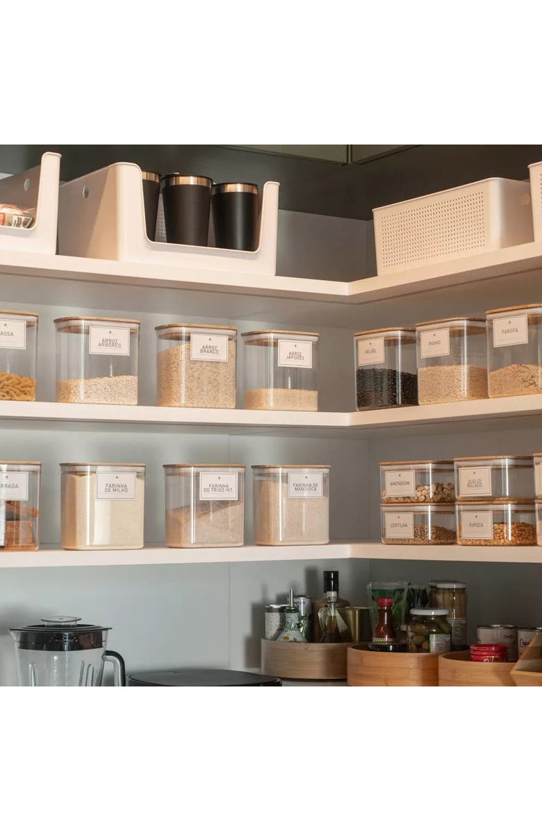 OU Clear Airtight Stackable Food Storage Container Set with Wood Lids, Alternate, color, Clear