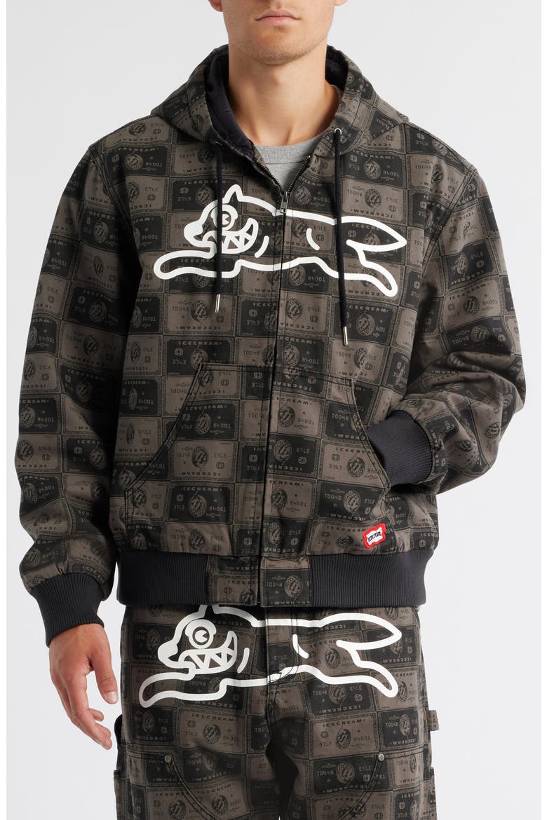 Credit Check Workwear Zip-Up Cotton Graphic Hoodie, Alternate, color, DARK GULL GREY