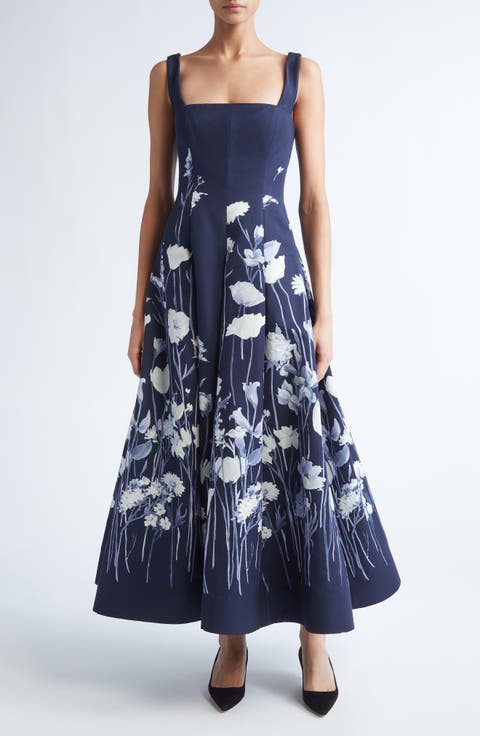 Floral Faille Fit & Flare Dress