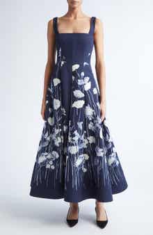 Floral Faille Fit & Flare Dress