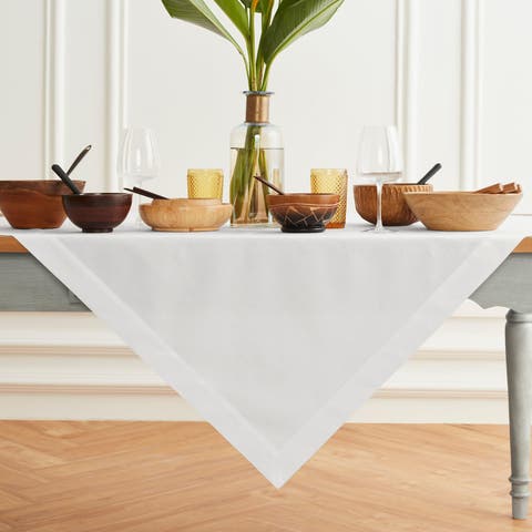 Cotton Linen Plain Table Throw 52 x 52 Inch - Dru