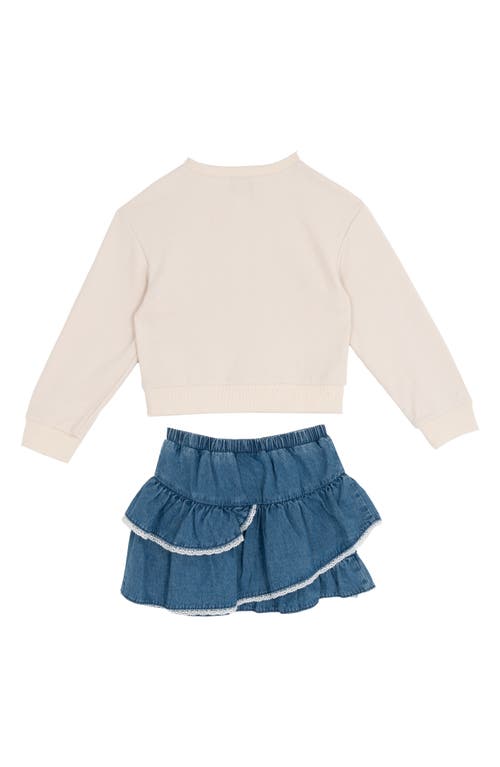 Tween Diva Kids' Western Sweatshirt & Ruffle Skirt Set In White
