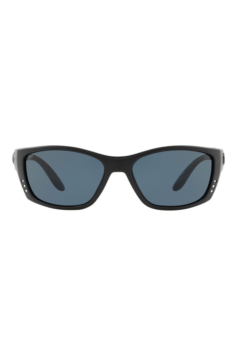 64mm Polarized Wraparound Sunglasses, Main, color, BLACK