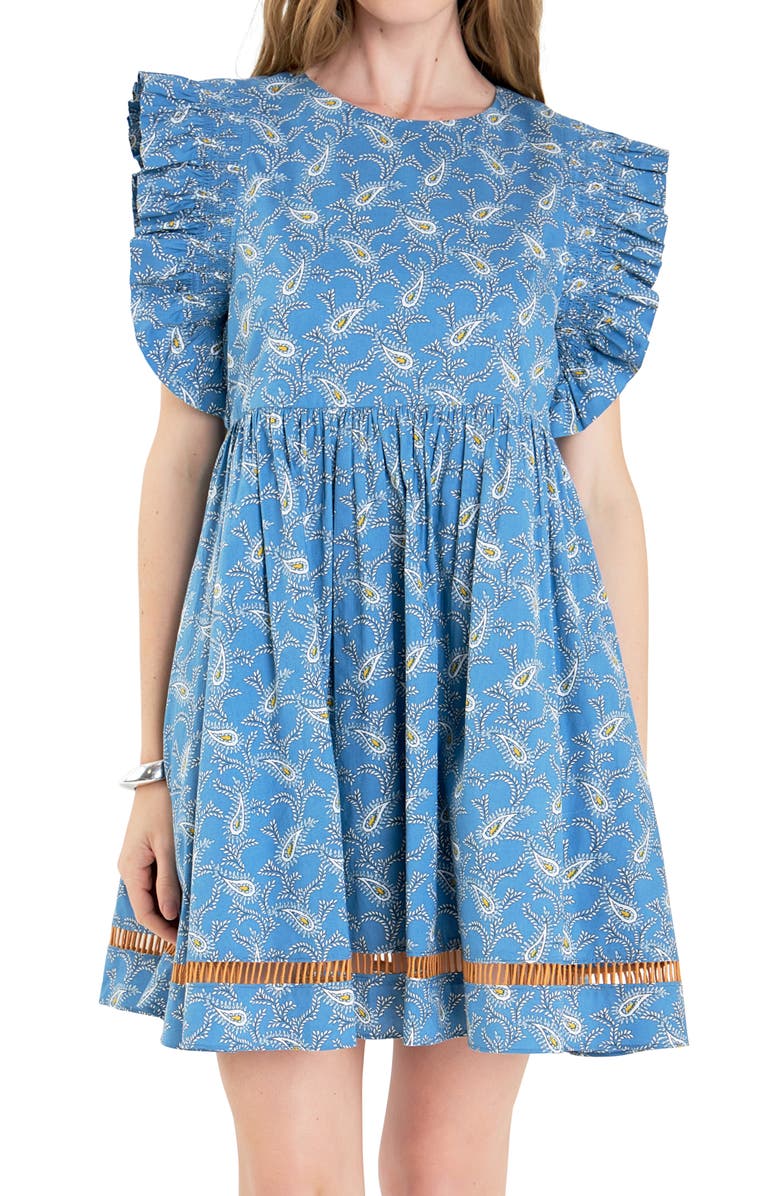 English Factory Paisley Print Minidress, Alternate, color, Blue Multi