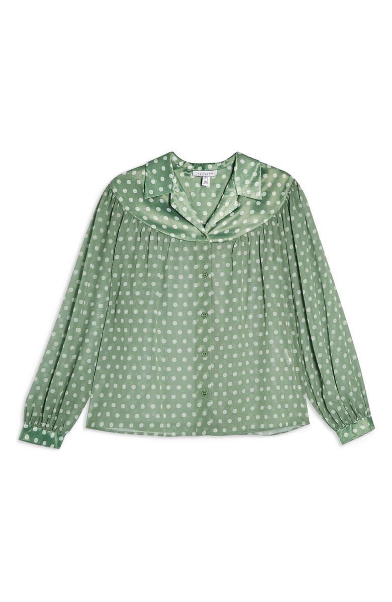 Topshop Dot Sheer Balloon Sleeve Blouse, Alternate, color,