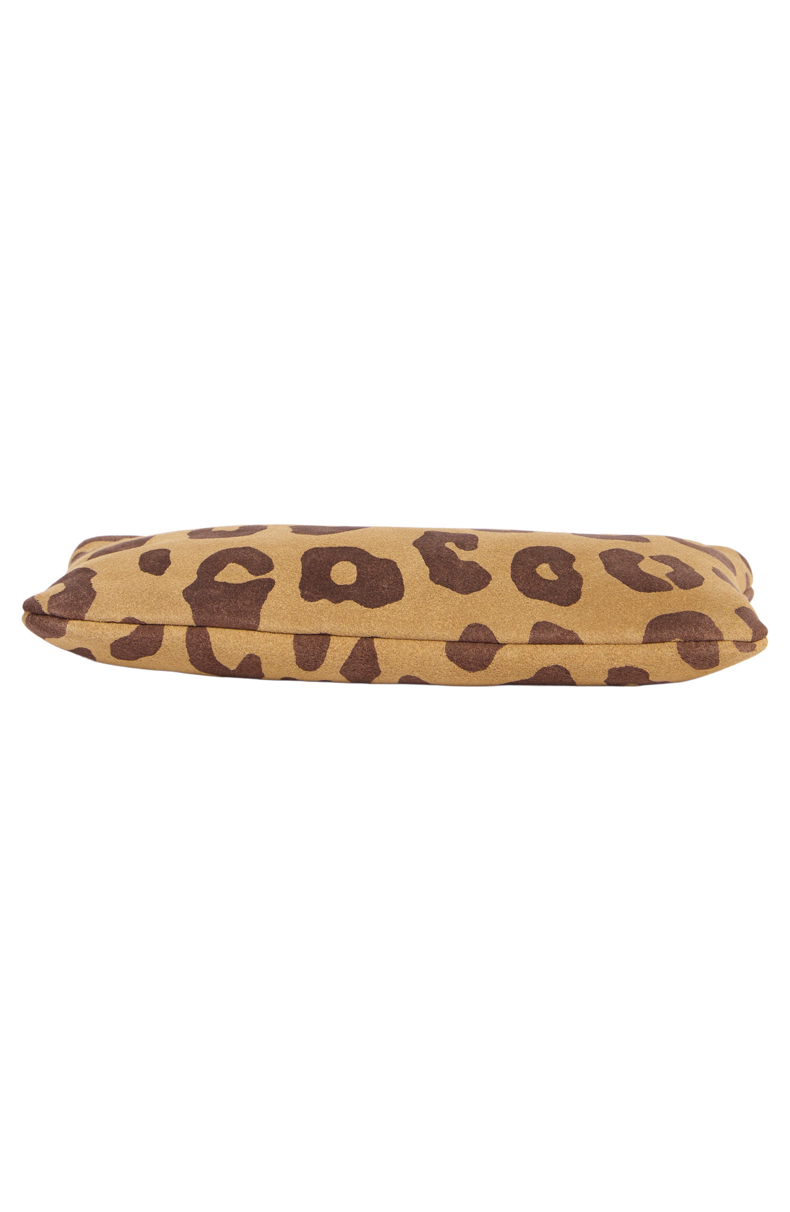 Clare V. Pablo Suede Feline Print Clutch, Alternate, color, Lark/ Brown