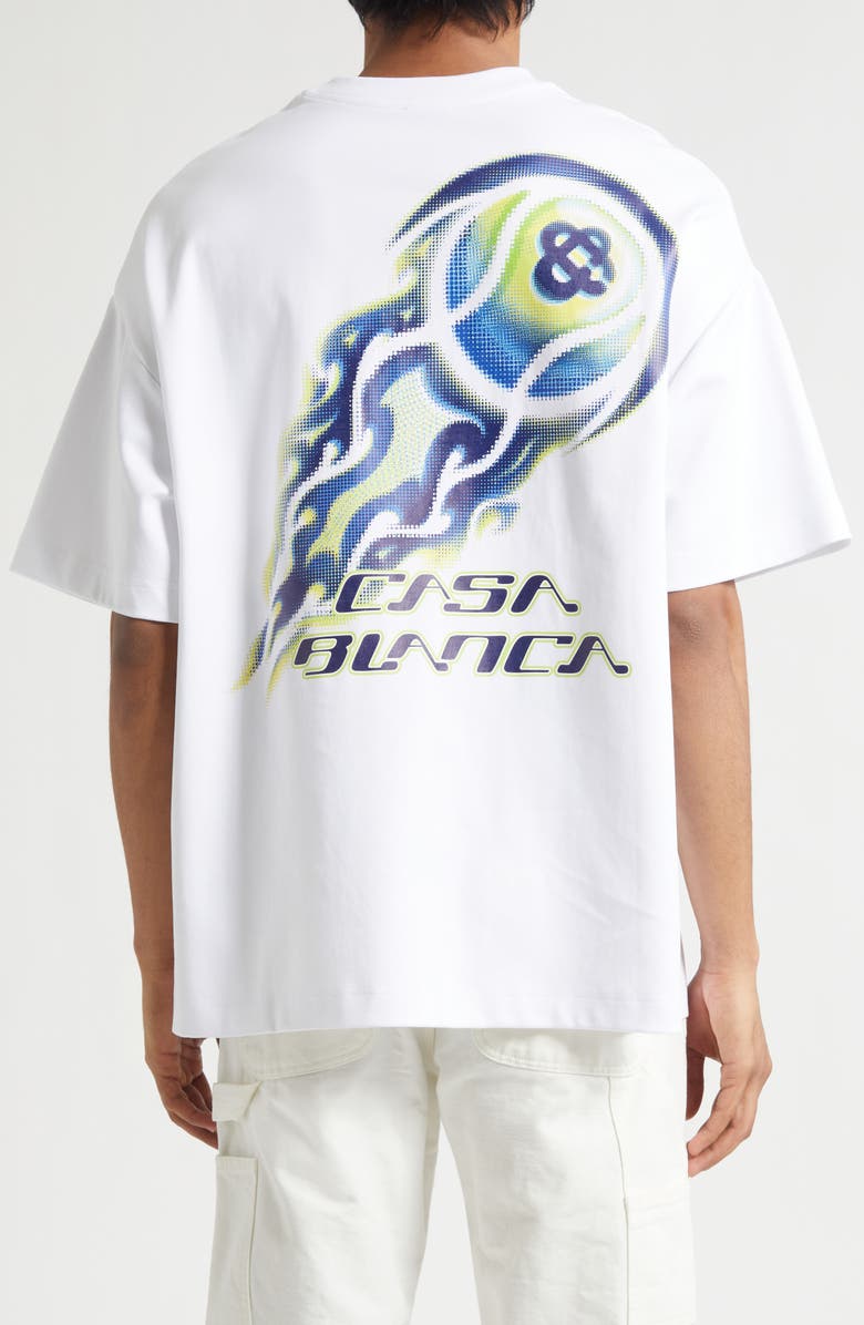 Casablanca Oversize Flaming Tennis Ball Stretch Coitton Graphic T-Shirt, Alternate, color, Flaming Tennis Ball