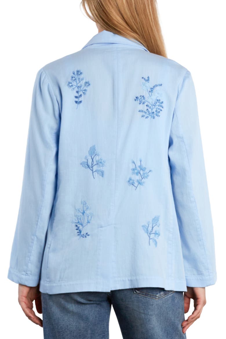 Poetic Floral Embroidered Denim Blazer, Alternate, color, WINDSURFER BLUE