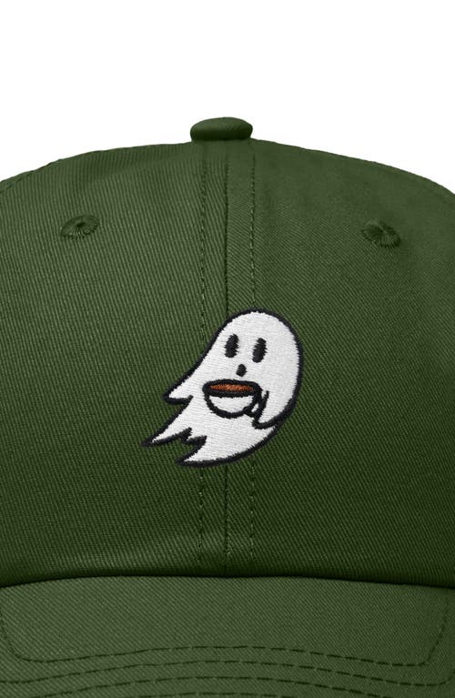 Dalix Coffee Ghost Embroidered Hat In Olive