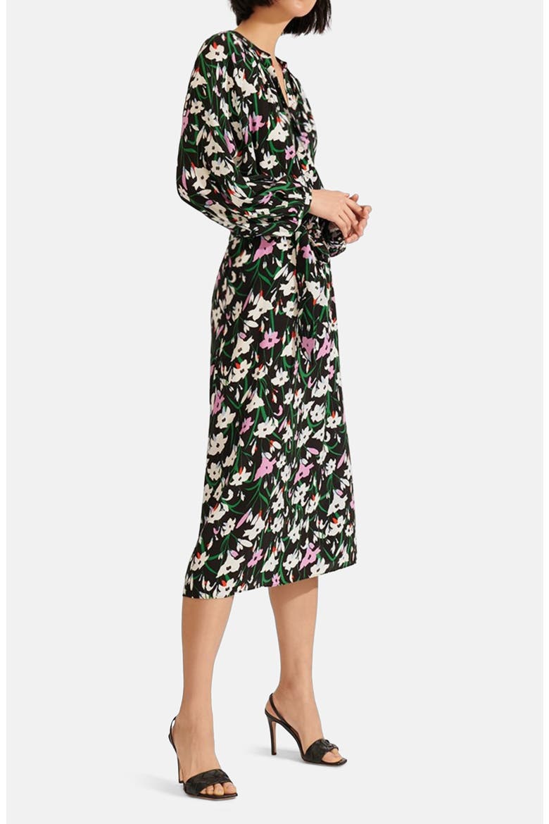 Cecilia Floral Print Long Sleeve Midi Dress, Alternate, color, BLACK MULTI