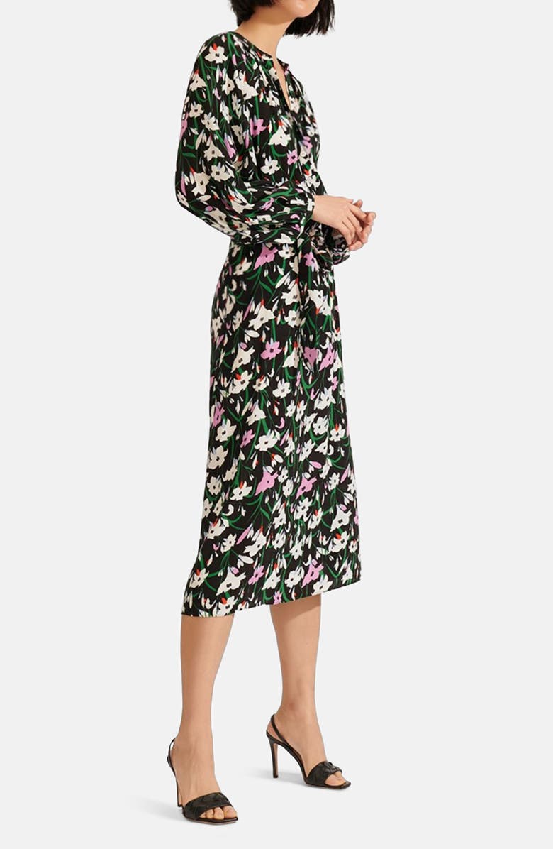Veronica Beard Cecilia Floral Print Long Sleeve Midi Dress, Alternate, color, 