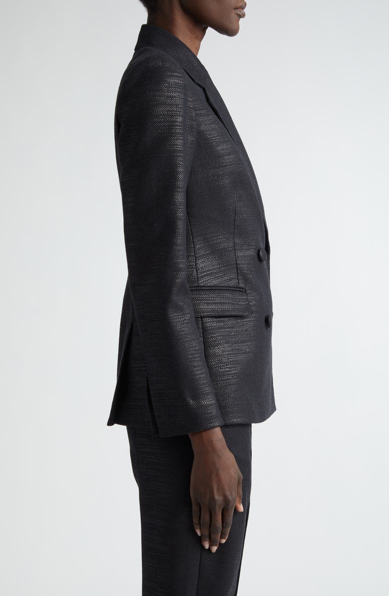 ST. JOHN Doubled Breasted Metallic Twill Blazer, Alternate, color,