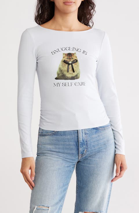 Side Ruched Long Sleeve T-Shirt