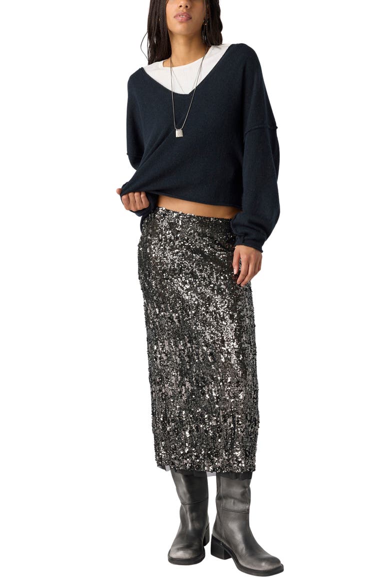 See Me V-Neck Pullover Sweater, Alternate, color, BLACK