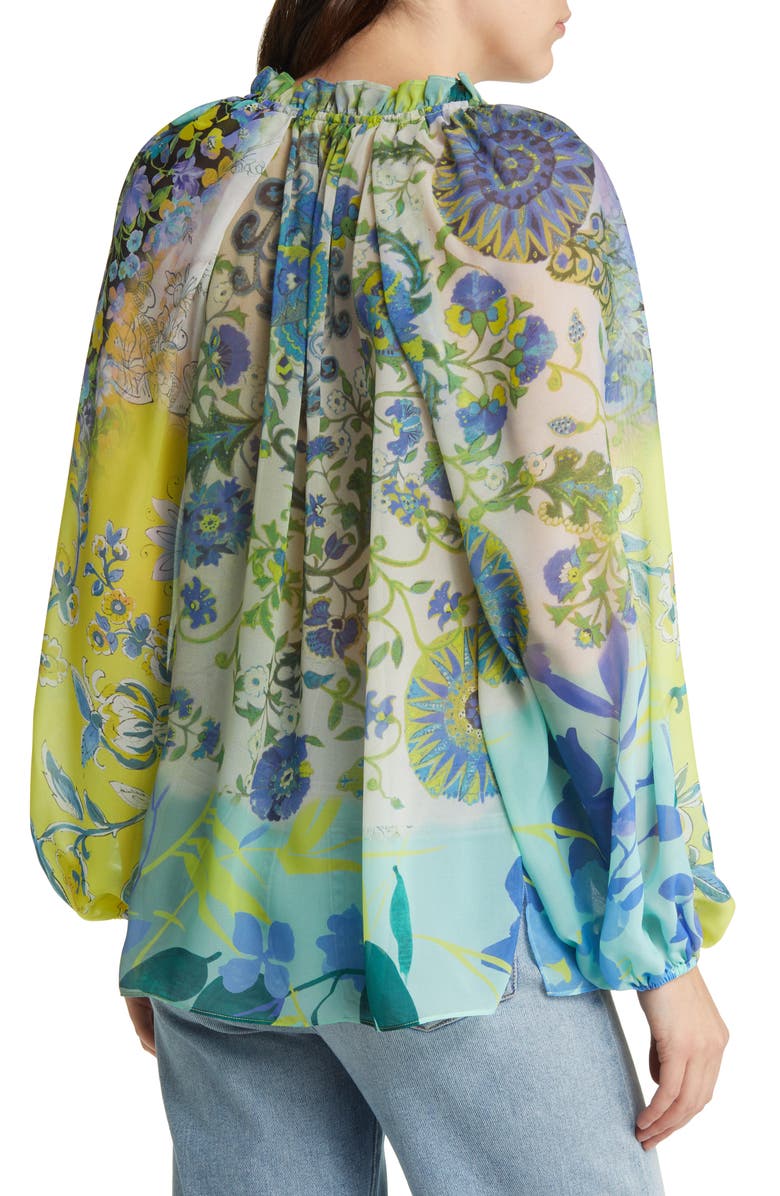 KOBI HALPERIN Tina Floral Print Tie Neck Blouse, Alternate, color,