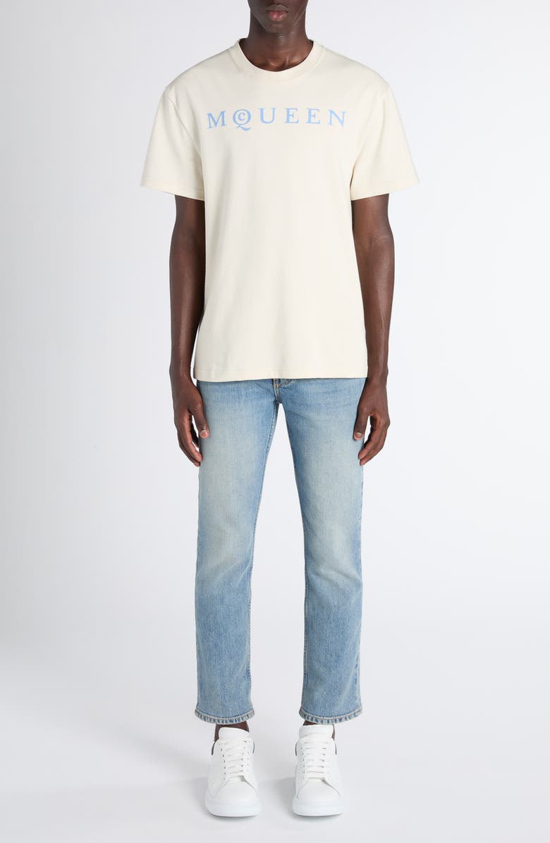 McQueen Logo Graphic T-Shirt, Alternate, color, Gesso/ Ice Blue
