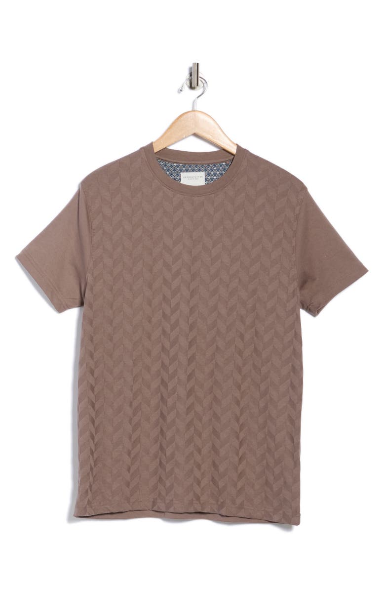 DENIM AND FLOWER Textured Crewneck T-Shirt, Alternate, color, Khaki