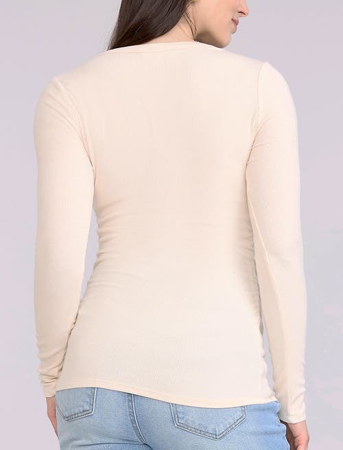 Motherhood Maternity V-neck Side-ruched Long Sleeve Henley Tee In White