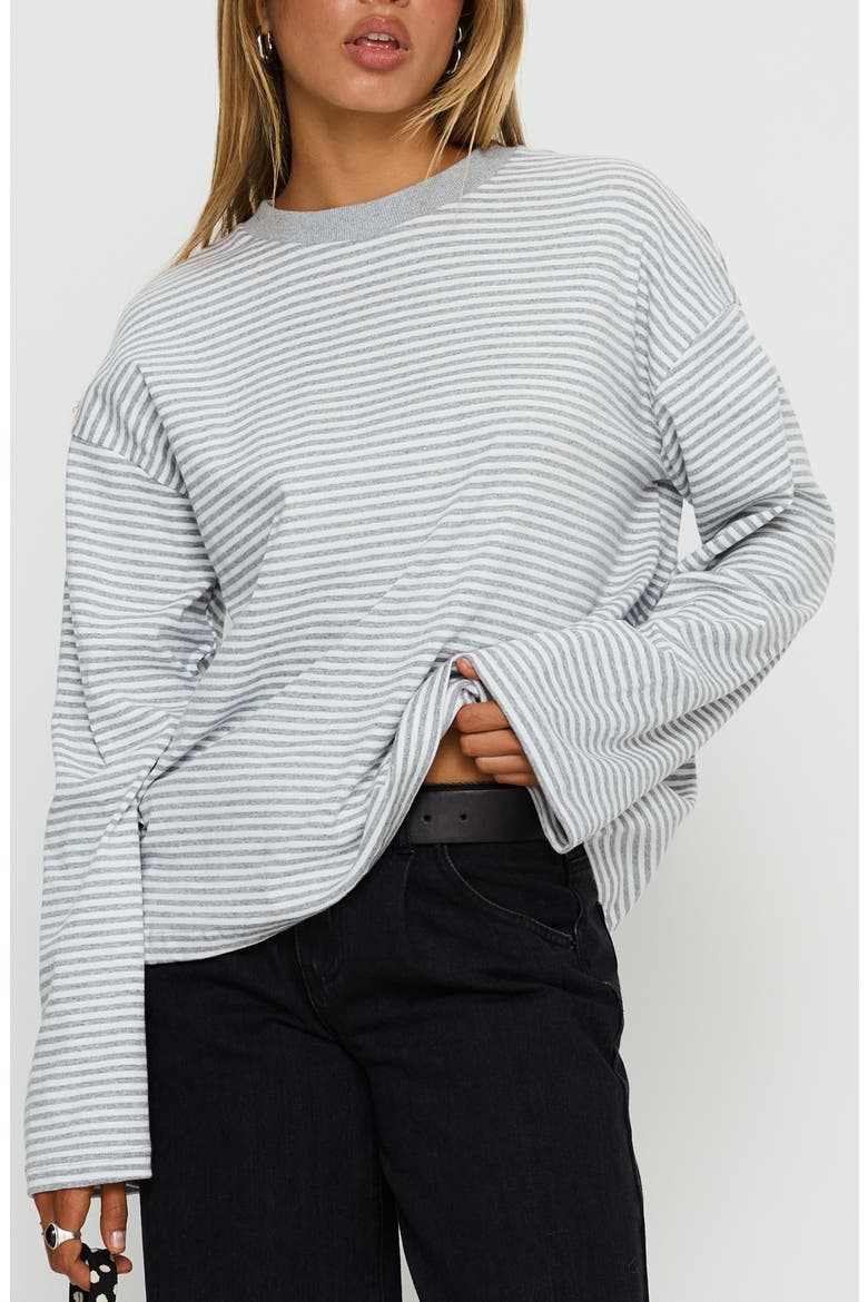 Settle Down Stripe Knit Top, Main, color, GREY / WHITE STRIPE