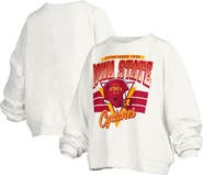 PRESSBOX Women's Pressbox White Iowa State Cyclones Janice Retro Logo Oversized Pullover Sweatshirt
