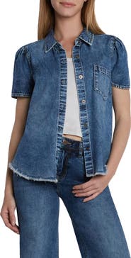 Wash Lab Denim Puff Sleeve Denim Shirt