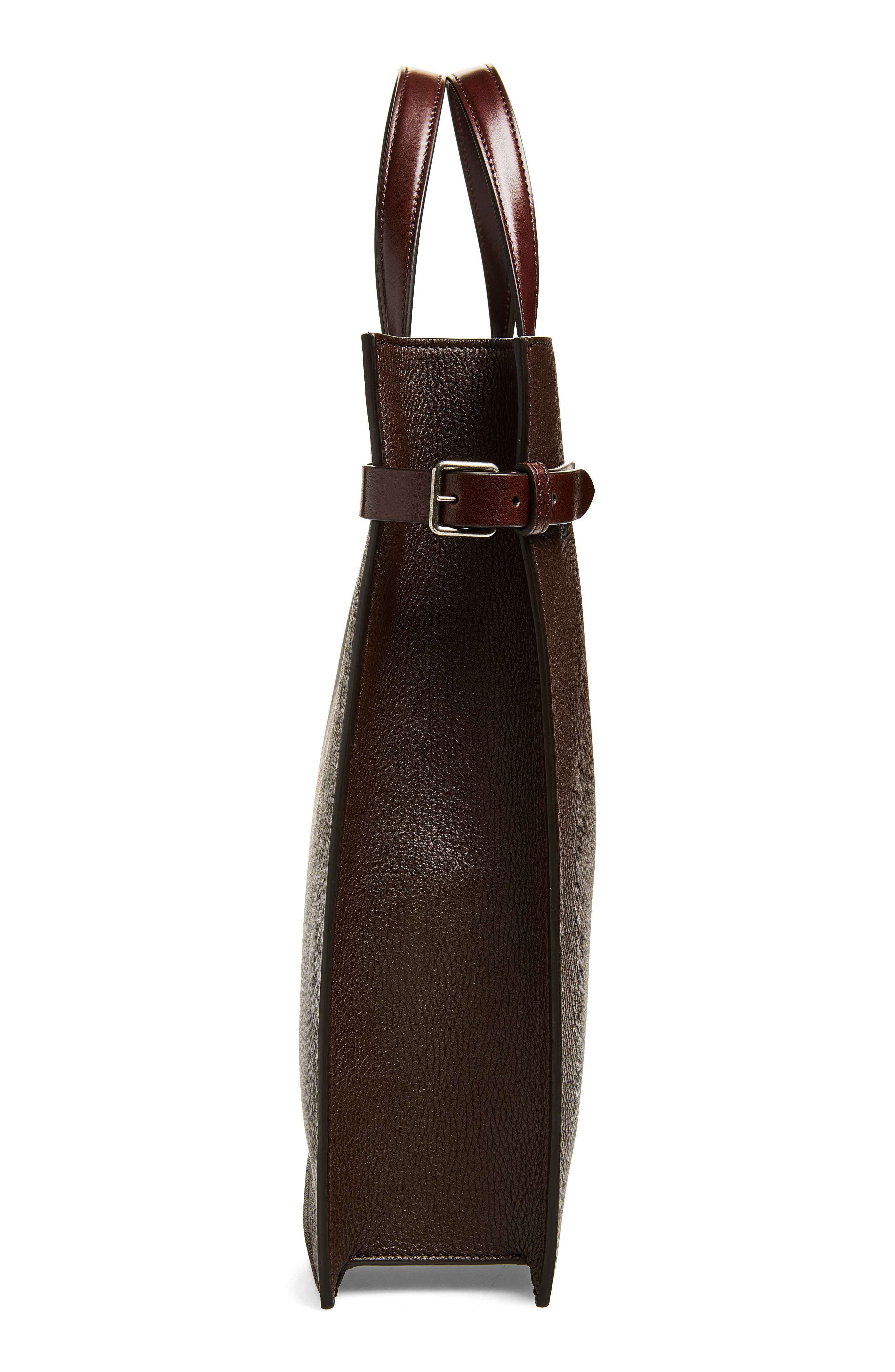 Antibes North/South Grained Leather Tote, Alternate, color, DARK BROWN