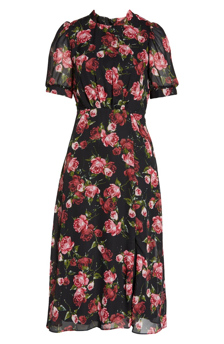 Julia Jordan Floral Print Puff Sleeve Midi Dress, Alternate, color, 