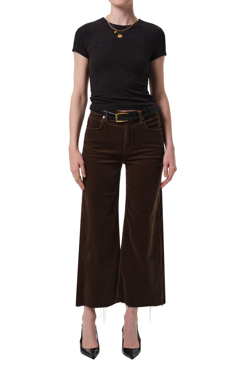 Lyra Raw Hem Ankle Wide Leg Corduroy Pants, Alternate, color, COSTES MEDIUM DARK GREEN