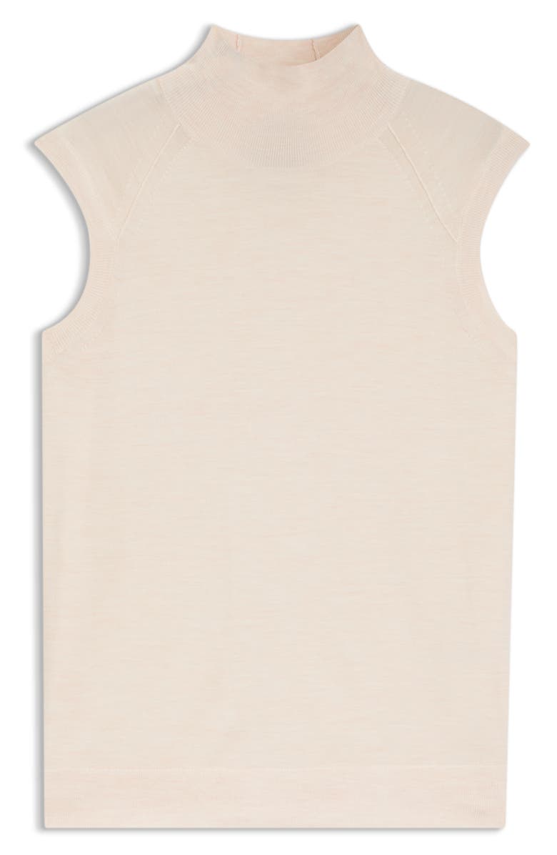 BOSS Fipini Mock Neck Wool Sweater Vest, Alternate, color, Soft Pearl