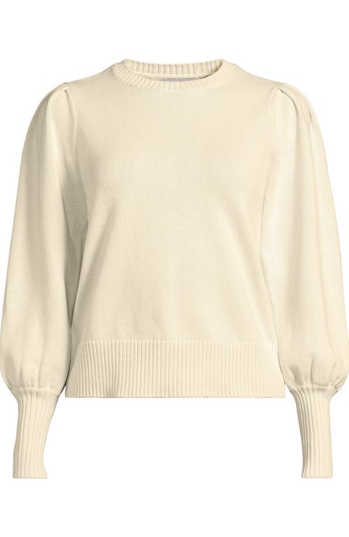 Lands' End Drifter Puff Sleeve Crew Neck Sweater In Neutral