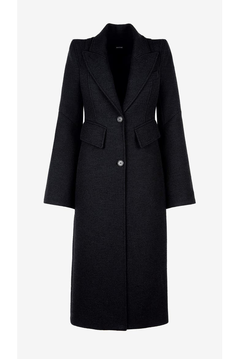 Pagoda Brando Trumpet Sleeve Coat, Alternate, color, Black