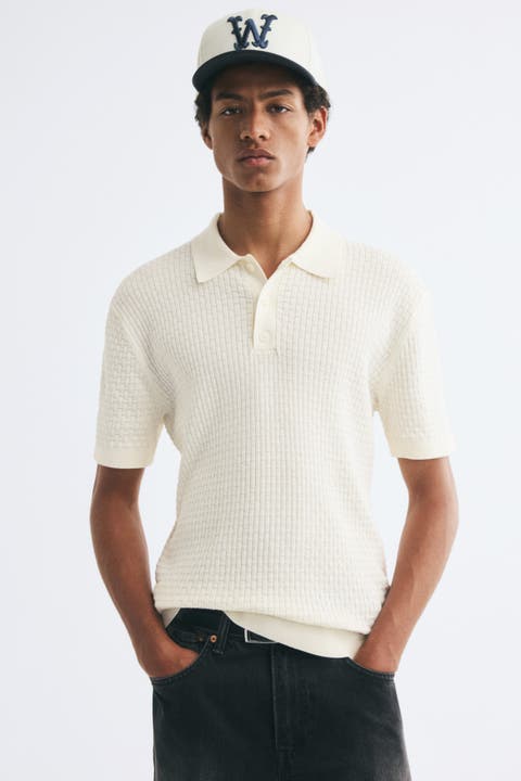 Regular-fit Textured-knit Polo Shirt